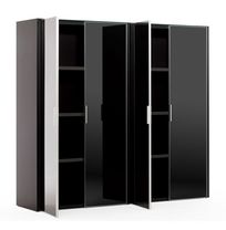 132H054+2x132H020 Gala шкаф для бумаг, 4 двери, черное стекло